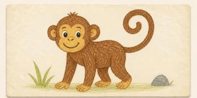 Affe aus dem Forschernotizbuch