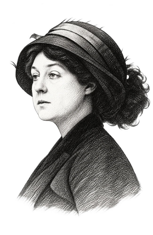 Porträtzeichnung von Marie Belloc Lowndes aus dieser Ausgabe