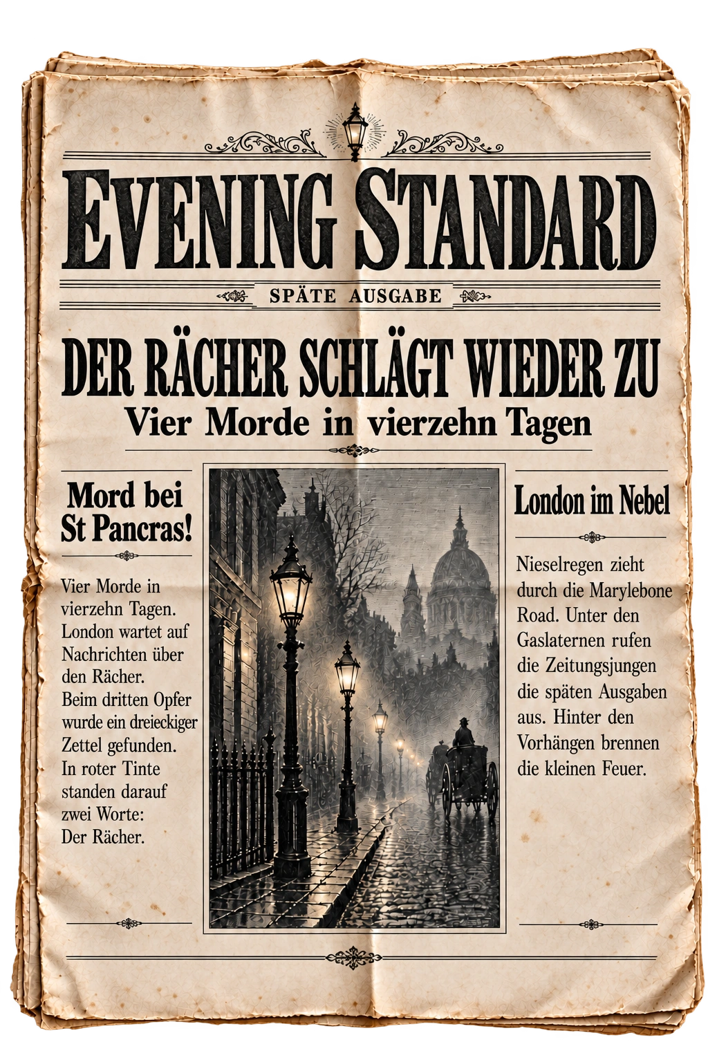 Evening Standard mit Meldungen aus der Welt des Romans